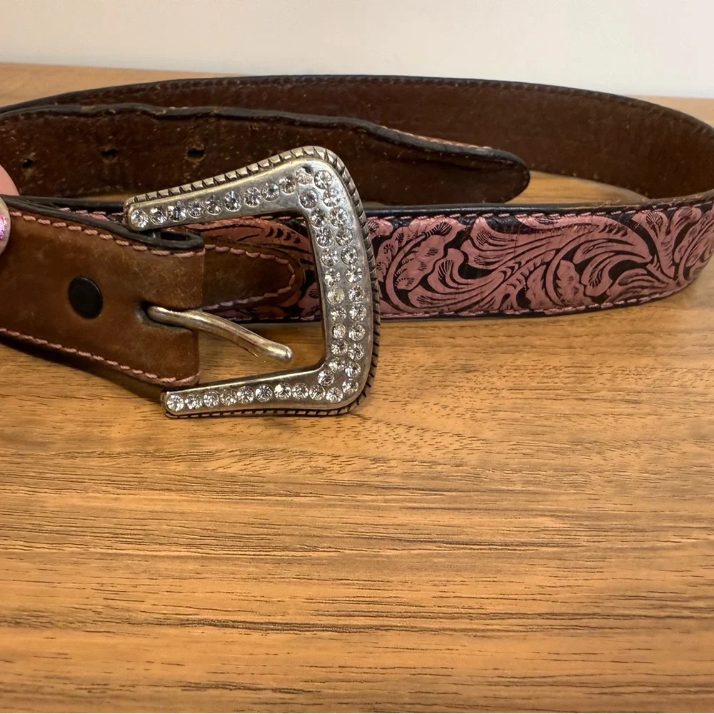 John Deere Brown and Pink Kids Belt with Sparkling Buckle